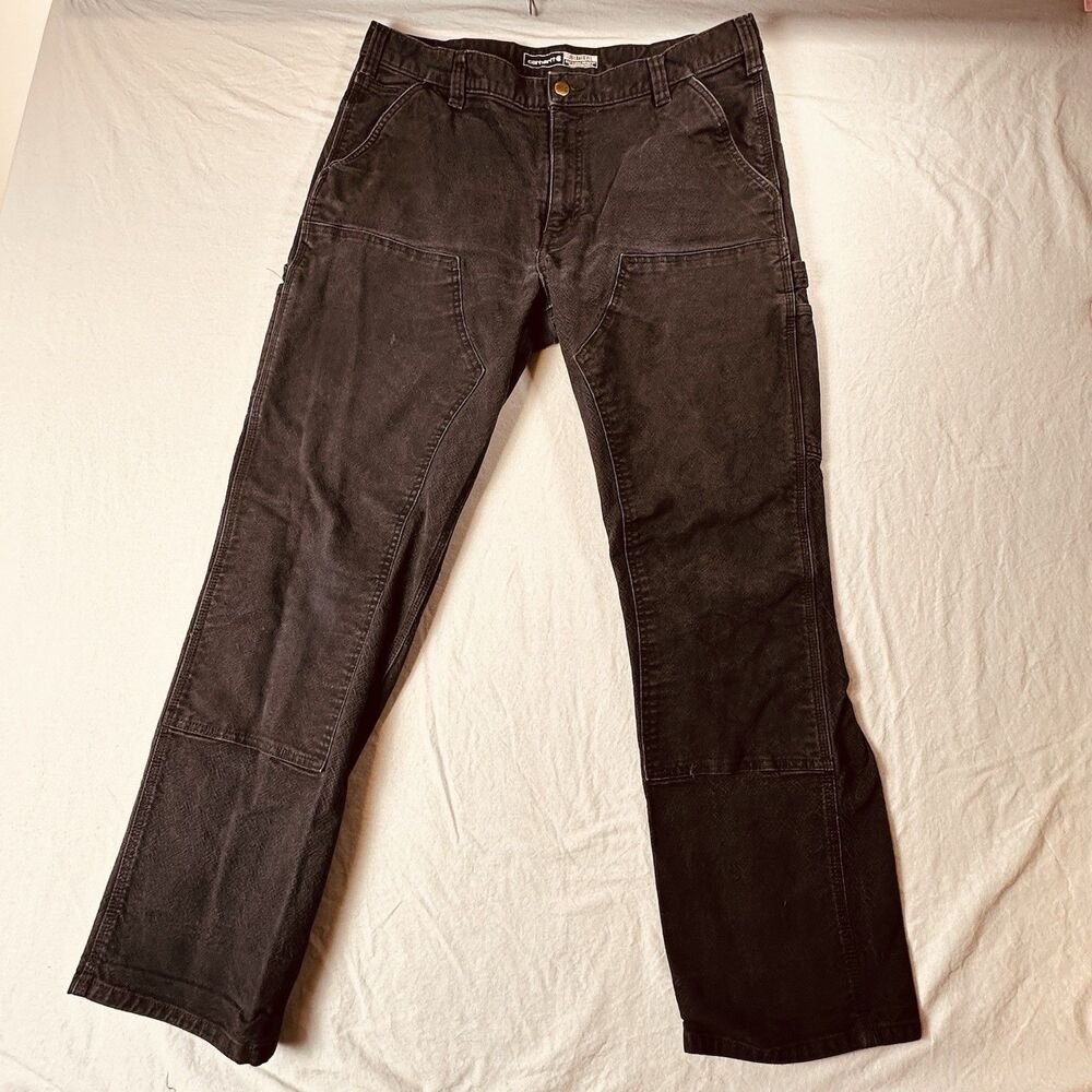 Carhartt Black Double Knee Rugged Flex Relaxed workwear pants 36x32 BN3334-M